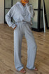 Half Zip Raglan Hoodie Thumbhole Wide Leg Pant Set